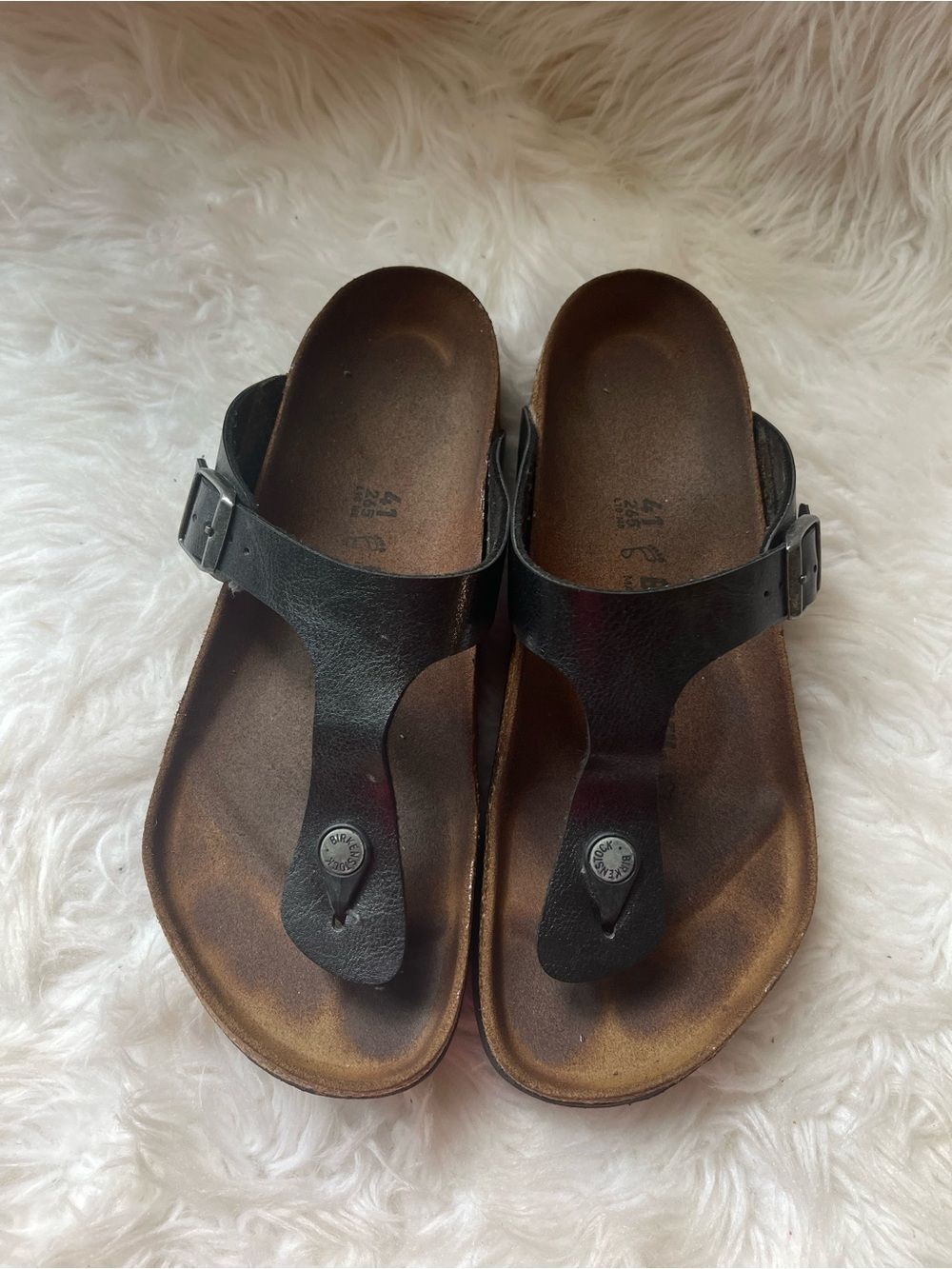 Birkenstock Gizeh oiled leather black sandals EUR SZ41